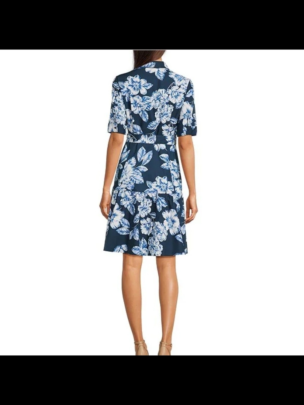 π£ Floral Print Cotton π Collared Short Sleeve Belted Shirt Dress SZ 4 π π π€ - Picture 6 of 14